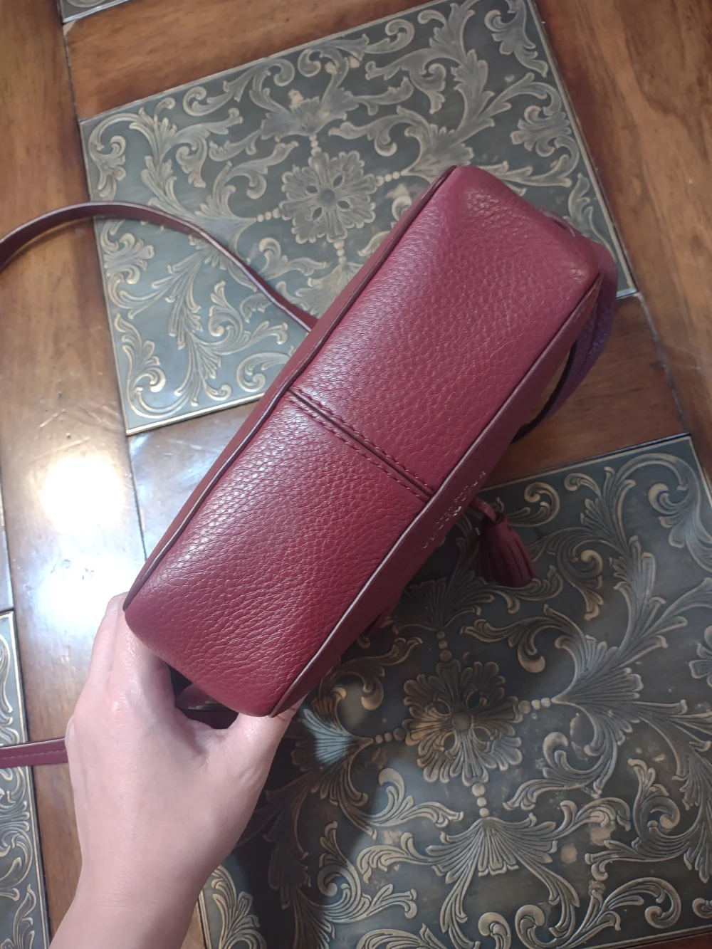 Kate Spade Pebbled Leather Crossbody Bag in Burgundy